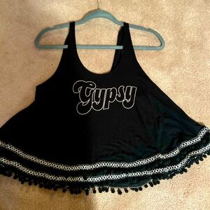 Womans Medium Gypsy Black Flowy Tank Top
